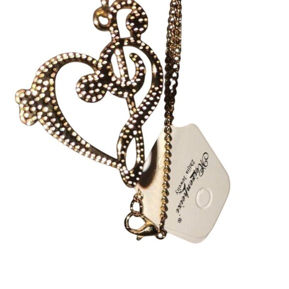 Meirenpeice Women's Necklace With G-Clef & Heart Design Pendant Gold Tone - Picture 9 of 9